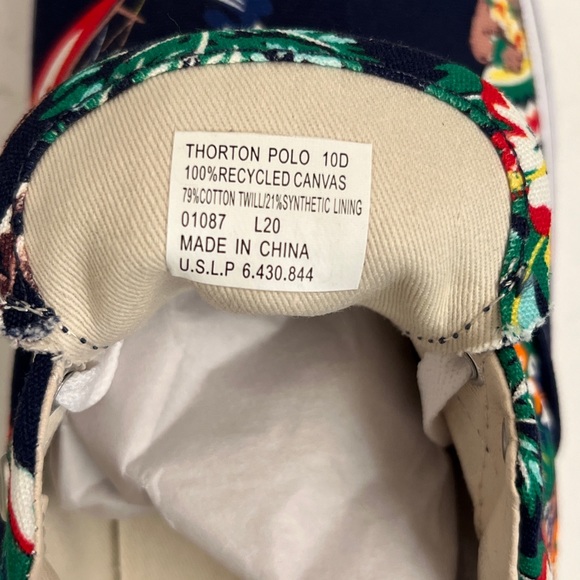 NIB Polo Ralph Lauren Blue Floral Thornton Canvas Casual Sneakers, 10D - Picture 10 of 10